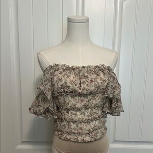 Floral Off-Shoulder Ruffle Top
